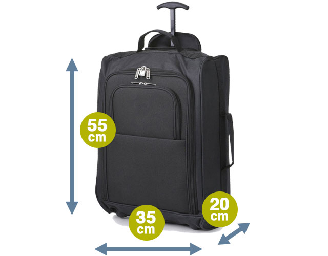 Lichtgewicht handbagage trolley koffer bag en backpack