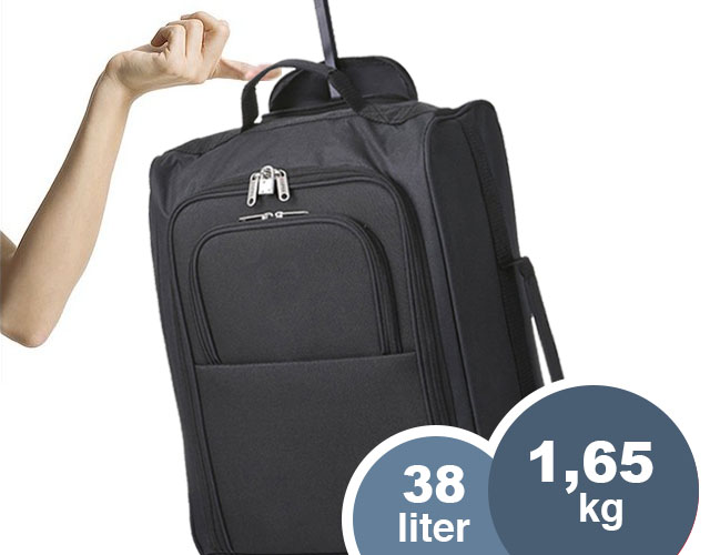 Lichtgewicht handbagage trolley koffer bag en backpack